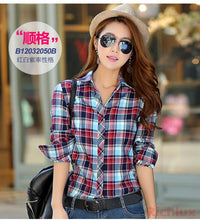 Women Plaid Blouses Shirts Long-sleeve Women Plaid Shirt High Street Casual OL Top PLus Size Blusas J2351