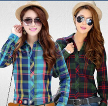 Women Plaid Blouses Shirts Long-sleeve Women Plaid Shirt High Street Casual OL Top PLus Size Blusas J2351