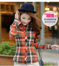 Women Plaid Blouses Shirts Long-sleeve Women Plaid Shirt High Street Casual OL Top PLus Size Blusas J2351