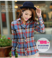 Women Plaid Blouses Shirts Long-sleeve Women Plaid Shirt High Street Casual OL Top PLus Size Blusas J2351