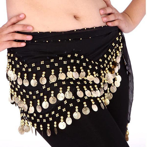 women-belly-dance-dancing-3-rows-hip-skirt-scarf-wrap-belt-hipscarf-with-128-coins-for BBL