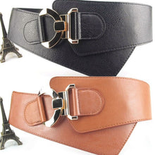 womens-fashion-metal-buckle-waist-belt-faux-leather-elastic-wide-waistband BBL