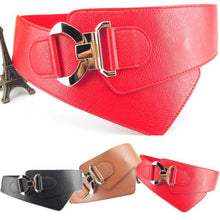 womens-fashion-metal-buckle-waist-belt-faux-leather-elastic-wide-waistband BBL