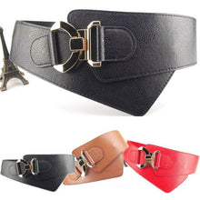 womens-fashion-metal-buckle-waist-belt-faux-leather-elastic-wide-waistband BBL