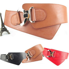 womens-fashion-metal-buckle-waist-belt-faux-leather-elastic-wide-waistband BBL