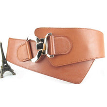 womens-fashion-metal-buckle-waist-belt-faux-leather-elastic-wide-waistband BBL