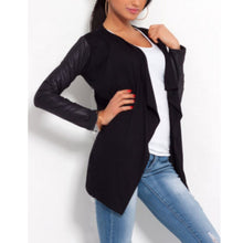 womens-pu-leather-sleeve-irregular-sweater-cardigan-casual-knit-coat-outwear-py5 BBL