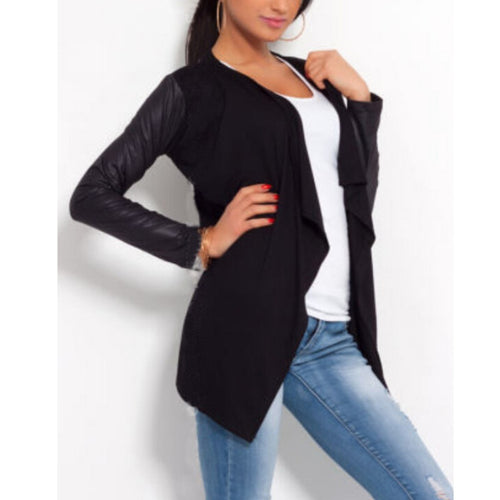 womens-pu-leather-sleeve-irregular-sweater-cardigan-casual-knit-coat-outwear-py5 BBL