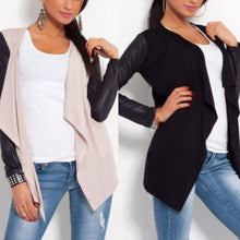 womens-pu-leather-sleeve-irregular-sweater-cardigan-casual-knit-coat-outwear-py5 BBL