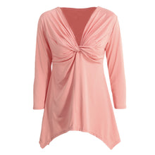 womens-plus-size-s-t-shirt-knot-tunic-top-v-neck-long-sleeve-sexy-top-solid-slim-casual-tee-white-pink-vestiti BBL