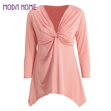 womens-plus-size-s-t-shirt-knot-tunic-top-v-neck-long-sleeve-sexy-top-solid-slim-casual-tee-white-pink-vestiti BBL