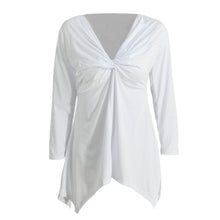 womens-plus-size-s-t-shirt-knot-tunic-top-v-neck-long-sleeve-sexy-top-solid-slim-casual-tee-white-pink-vestiti BBL