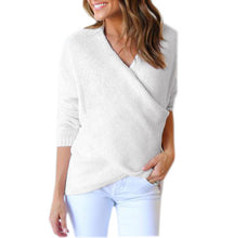Irregular Knitting Sweater Women Knitted Sweaters V Neck Long Sleeve Cross Wrap Front Warm Pullover GV394