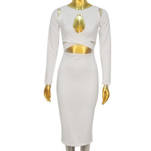 Long Sleeve Elastic Cotton Slim Sexy Party Dresses Midi Pencil Club Bandage Bodycon Dress Fast Shipping