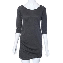 Sexy Over Slim Dresses Women Grey Half Sleeve Ruched Wrap Front Dress
