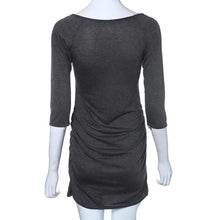Sexy Over Slim Dresses Women Grey Half Sleeve Ruched Wrap Front Dress