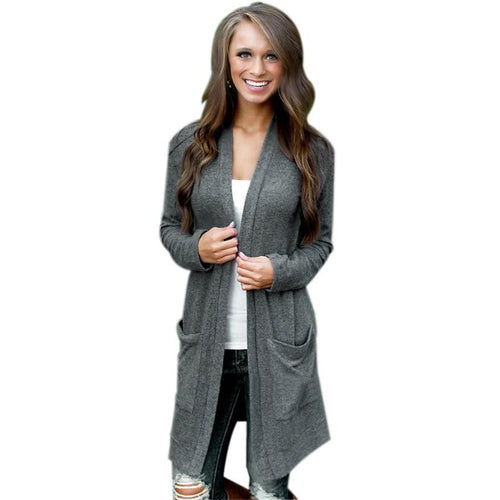 Korean Womens Lady Elegant Casual Knit Sleeve Sweater Coat Loose Long Cardigan Jacket Fast Shipping