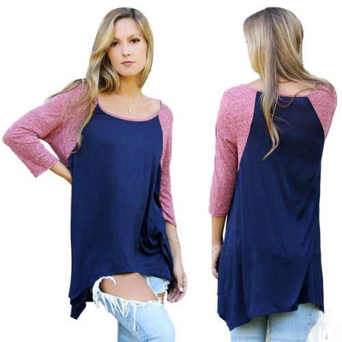 Women Blusas Irregular Casual Loose Elegant T Shirt Long Sleeve ShirtsTops Plus Size