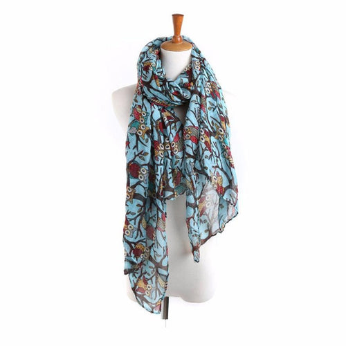 Women Ladies Owl Print Long Scarf Warm Wrap Shawl Fast Shipping