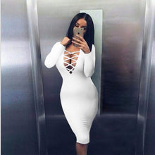 Women Long Sleeve Dress Fashion Slim Pencil Bodycon Vestidos Party Dresses