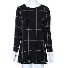 Women Long Sleeve Tartan Check Print Flared Swing Dress