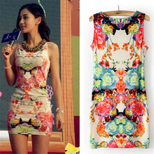 ing,design Dresses Women Floral Print Sleeveless Clubwear Party Sexy Mini Dress Bodycon Vestido