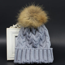 Charming Women Crochet Hat Fur Wool Knit Beanie Raccoon Warm Cap Fast Shipping