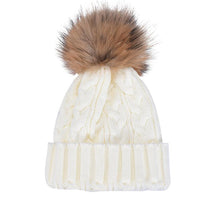 Charming Women Crochet Hat Fur Wool Knit Beanie Raccoon Warm Cap Fast Shipping