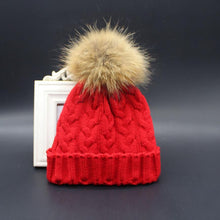 Charming Women Crochet Hat Fur Wool Knit Beanie Raccoon Warm Cap Fast Shipping