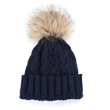 Charming Women Crochet Hat Fur Wool Knit Beanie Raccoon Warm Cap Fast Shipping