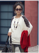 Cotton T-shirt Long Batwing Sleeve Korean Ladies Fashion Leopard Print Casual Loose Shirt Women Tops