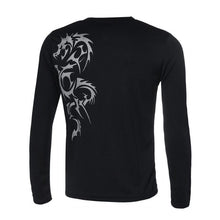 Fashion Mens Slim Fit Round Neck Long Sleeve Tattoo Print Casual T-Shirt