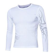 Fashion Mens Slim Fit Round Neck Long Sleeve Tattoo Print Casual T-Shirt