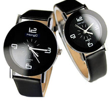 Fashion Round Big Steel Case Men Women Couple Leather Quartz analog wrist Watch Relogio Masculino Hombre