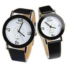 Fashion Round Big Steel Case Men Women Couple Leather Quartz analog wrist Watch Relogio Masculino Hombre