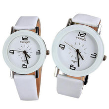 Fashion Round Big Steel Case Men Women Couple Leather Quartz analog wrist Watch Relogio Masculino Hombre