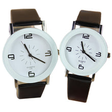 Fashion Round Big Steel Case Men Women Couple Leather Quartz analog wrist Watch Relogio Masculino Hombre