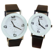 Fashion Round Big Steel Case Men Women Couple Leather Quartz analog wrist Watch Relogio Masculino Hombre