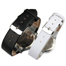 Fashion Round Big Steel Case Men Women Couple Leather Quartz analog wrist Watch Relogio Masculino Hombre