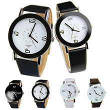 Fashion Round Big Steel Case Men Women Couple Leather Quartz analog wrist Watch Relogio Masculino Hombre
