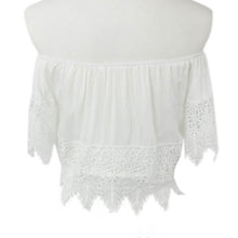 Fashion Sexy Women Boho Lace White Shirt Off Shoulder Crop Tee Shirt Tops