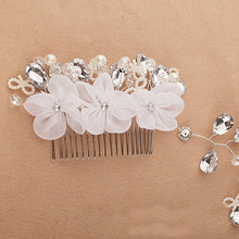 Fashion White Pearl Crystal Bride Headdress By Hand Bridal Tiaras Hairwear Wedding Dress Accessories