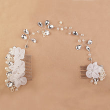 Fashion White Pearl Crystal Bride Headdress By Hand Bridal Tiaras Hairwear Wedding Dress Accessories