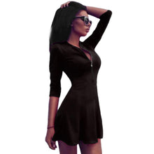 Fashion Women Dress Solid Pleated V-neck Sexy Ladies Dresses Evening Party Bodycon Mini Dress vestidos