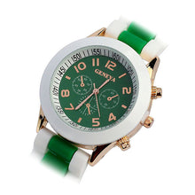 Fashion LuxuryDouble Color Ssilicone Rubber Quartz Analog Sports Wrist Watch Gift