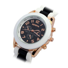 Fashion LuxuryDouble Color Ssilicone Rubber Quartz Analog Sports Wrist Watch Gift