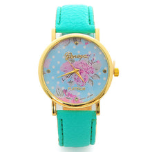 Fashion Women PU Leather Rose Flower Pattrern Watch Quartz WristWatches Gift 6 Colors