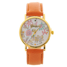 Fashion Women PU Leather Rose Flower Pattrern Watch Quartz WristWatches Gift 6 Colors