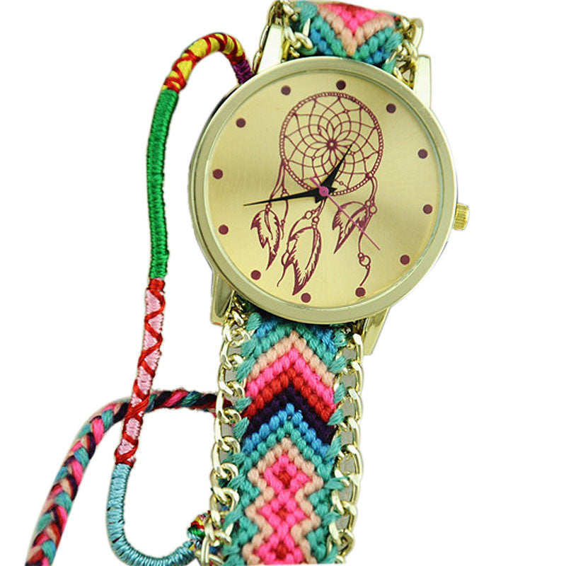 Women Dreamcatcher Friendship Watches Braid Dress Bracelet Watches