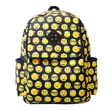 Women Canvas Backpacks Cute Smiley Emoji Face Printing Schoolbag Women Girls Casual Travel Bag